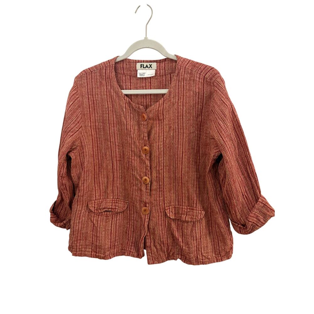 FLAX 100% Linen Short Top Blouse Small Natural Fibers Lagenlook - Picture 7 of 7